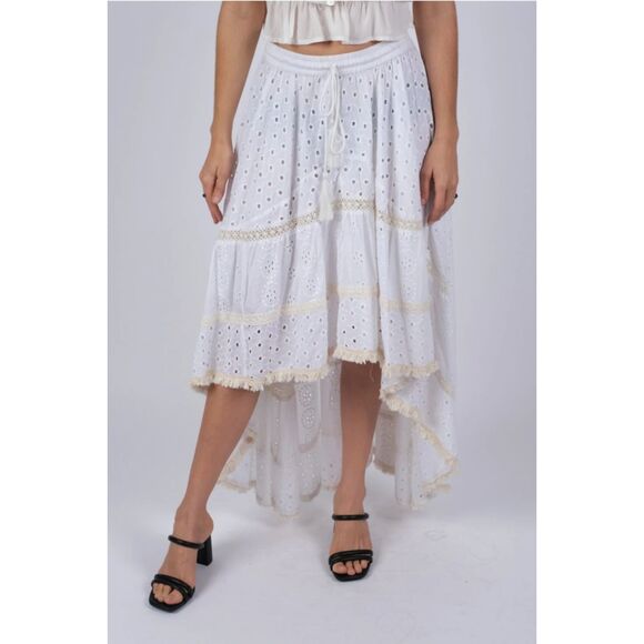 Sacred Threads Dresses & Skirts - Elegant Grace Dipped Hem Schiffli Skirt